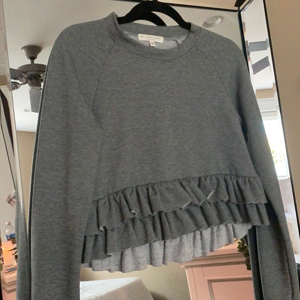 Truly Madly Deeply Ruffle Crop sweater!